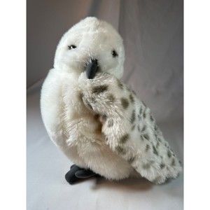 Rare Harry Potter Owl Plush Movable Head White With Gray Spots Interior Handle